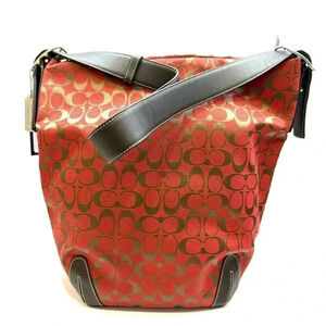 Coach Red and Brown Tote Bag